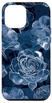 Coque pour iPhone 12 Pro Max Bleu marine et fleurs de roses