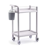 Multifunction Portable Hand Trucks,Large Trolly Cart Abs Beauty Cart with Dirt Bucket, 2/3 Tier Utility Cart, Hairdressing Rolling Trolley with Universal Brake Wheel,2 Tier