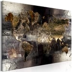 murando - Canvas Wall Art World map 90x60 cm Non-woven Canvas Prints Image Framed Artwork Painting Picture Photo Home Decoration 1 piece gold Map Textur k-A-0473-b-a