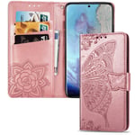 IMEIKONST Huawei P Smart 2019 Case Elegant Embossed Flower Card Holder Bookstyle wallet PU Leather Durable Magnetic Closure Flip Kickstand Cover for Huawei Honor 10 lite Butterfly Rose Gold SD