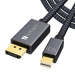 iVANKY Mini DisplayPort to DisplayPort Cable 3M, 4K@60Hz Ultra HD Nylon Braided & Gold-Plated Mini DP to DP Cable Compatible for MacBook Air, MacBook Pro, Surface Pro/Laptop - Space Grey