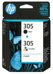 Genuine HP 305 Black / 305 Colour Inks 3YM61AE 3YM60AE, For DeskJet 2710 Printer