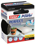 tesa extra Power Perfect Cloth Tape - Fabric-Reinforced Repairing Tape for Crafting, Repairing, Fastening, Reinforcing and Labelling - Black - 2.75 m x 38 mm