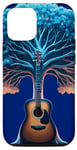 Coque pour iPhone 15 Pro Guitare Lac Réflexion Arbre Mélomane Guitariste