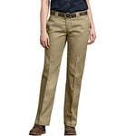 Dickies Women's Original Work Pant with Wrinkle and Stain Resistance, Khaki, 4 AVG/REG