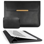 TOWOOZ Macbook Air Case, 14 Inch Laptop Sleeves Compatible with New Macbook Pro 14inch PU Leather Bag / 13-14 Inch MacBook Air / MacBook Pro 2016-2021 / Dell XPS 13/ Surface Pro X (13-14, PU Black)