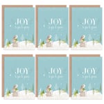 Christmas Cards Cute Rabbit Family Joy To You Festive Set Xmas Greeting Cards With Envelopes Pack of 6