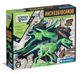 Clementoni - Science Lab-Archéogiocando Ptéranodon et Velociraptor-Dinosaures, Kits fossiles à Creuser et à Assembler, Jeu Scientifique 7 Ans, en Italien, Fabriqué en Italie, Multicolore, 19375