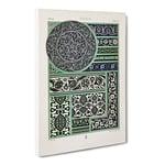 A Beautiful Persian Pattern By Albert Racinet Vintage Canvas Wall Art Print Ready to Hang, Framed Picture for Living Room Bedroom Home Office Décor, 20x14 Inch (50x35 cm)