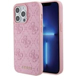 Guess iPhone 15 Pro Max Mobilskal Leather 4G Stamped - Rosa