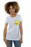 Tweety Pie Face Faux Pocket Cotton T-Shirt