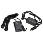 vhbw Alimentation USB compatible avec Sony Alpha NEX-F3, NEX-F3D appareil photo, caméra vidéo - Coupleur DC - 2m, câble spiralé