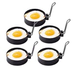 Pancake Mold Ring, 4/5Pcs Non-Stick Egg Rings with Folding Handles, Round Pancake Mould Omelette Mold Frying Egg Cooking Tools Egg Maker Molds (5PCS)