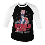 Hybris Rocky - Apollo Creed Baseball 3/4 Sleeve Tee (White-Black,XL)