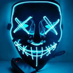 Blue Ice - Halloween Light Up Mask, Purge Mask for Hacker, Skrämmande LED rollspelskostym, l