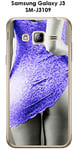 Coque Samsung Galaxy J3 - SM-J3109 design Femme sexy robe bleue a  pois