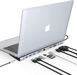 Hub USB C, 10 en 1 Station d'accueil USB-C pour Ordinateur Portable Dock pour Macbook et Windows(HDMI 4K, VGA, PD 100W, Ethernet, SD/TF Card Slot, 2 Ports USB, 3.5mm Audio)