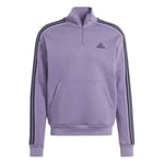 adidas Sweatshirt Essentials 3-Stripes Fleece 1/4 Blixtlås - Lila, storlek Small