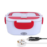 Electric Lunch Box，Car Electric Heating Lunch Box 12V / 220v 2 in1 Home Electric Thermal Lunch Box Food Heater Warmer for Heat Preservation,Office, School, Traveling (red)