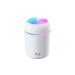 Mini humidifier, colourful cool mini humidifier, premium humidification system with 300 ml water tank, USB charging function, 2 mist modes, super quiet, auto shut-off and night light function (White)
