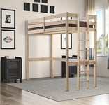 STRICTLY BEDS&BUNKS Memphis High Sleeper Loft Bunk Bed with Sprung Mattress (15 cm), 3ft Single