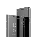 MISKQ case for Xiaomi Poco F2 Pro/Redmi K30 Pro/Redmi K30 Pro Zoom,Plating mirror Slim folding observation table makeup mirror practical flip holster(black)
