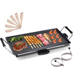 COSTWAY 48 x 27 cm Electric Teppanyaki Table Grill, BBQ Barbecue Griddle, Non-Stick Hot Plate, Spatulas and 2 Egg Rings Included 2000W