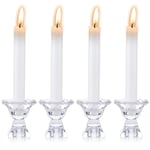 Sziqiqi Clear Glass Taper Candlestick Holder Set of 4, Silver Glass Candle Holder for Tealight or Taper Candles, Glass Tealight Holder Centerpieces for Wedding Birthday Parties Dinner Table, Small