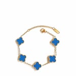 Fyrklöver - Armband 18k Guldpläterat Rostfritt Stål Dubbelsidig Eftermarknad Tw blue