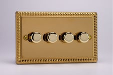 Varilight WGD4 Matrix Faceplate Kit, classic georgian brass, 4-gang