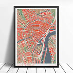 N / A 16 Famous City Classic Map Poster and Print Wall Art Canvas Painting Paris Copenhague Madrid Map For Living Room Home Decor 50x70CM N frame