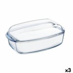 Pyrex klassiskt gratängskål med lock 4,5 L 38 x 22 x 11 cm Transparent glas (3 enheter)