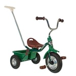 Italtrike - Tricycle Racing - 12 Pouces - avec Benne et Frein à Main - Selle avec Dossier, Réglable 3 Positions - Canne Parentale - Dès 2 Ans - Look Vintage - Couleur Vert