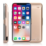 iPhone X Battery Case, Epuirie 10000mAh Rechargeable Charging Case with Audio Function Portable Extended Backup for iPhone X Portable Battery Pack Charger Case (Golden)