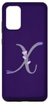 Galaxy S20+ Purple Elegant Lavender and Pearl Monogram Letter X Case