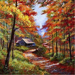Paint by Numbers DIY Oil Painting kit Late Autumn Forest Path 40x50cm Modern Pop Hand Digital Painting oil Tablet Adults and Kids Beginner Kits Pre-Printed Canvas Colorful Wall Art Home Decor T5842
