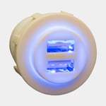Sutars USB-uttag Sutars, infällt, vit, 12 V / 24 V, 5 A, USB-A + USB-A, med lock belysning