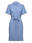 Chambray Linen Mix Dress Blue Tom Tailor