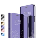 Jierich for Oppo Find X3 Pro/Find X3 case, Flip Clear View Translucent Standing Cover,Mirror Plating Full Body 360°Smart Cover Protection for Oppo Find X3 Pro/Find X3-Purple
