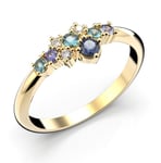 Festive Nelly Blue färgrika diamant och sten ring 18-609-019B-KK-LABGVS1