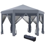 3.2m Pop Up Gazebo Hexagonal Canopy Tent Outdoor withSidewalls