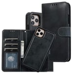 Jose Magnetic Leather Case Mag-Safe Detachable Wallet Phone Cover Multiple Bank Cards,Black,iPhone 12/12 pro