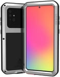 ANROD Full Body Case for Samsung Galaxy A71,Love Mei Outdoor Shockproof Case Heavy Duty Hybrid Aluminum Metal Dustproof Snowproof Cover with Tempered Glass Supports Wireless Charging (Silver)