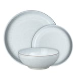 Denby - White Speckle Coupe Dinner Set for 4-12 Piece Ceramic Tableware - Dishwasher Microwave Safe Stoneware Crockery - Reactive Glaze, White - 4 x Dinner Plate, 4 x Medium Plate, 4 x Cereal Bowl