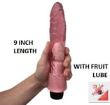 Vibrator Dildo 9 Inch GIRTHY Pink Vibe BIG Realistic MULTI-SPEED Sex Toy + LUBE