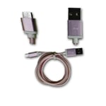 Huawei Ascend P6 Câble Data ROSE 1M en nylon tressé ultra Résistant (garantie 12 mois) Micro USB pour charge, synchronisation et transfert de données by PH26 ®