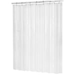 180Cmx180Cm Peva Plast Vattentät Duschdraperi Transparent Klar Vit Lyxig Duschdraperi Badrumsdraperi Med Krokar