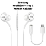 Samsung AKG Headphones For Samsung Galaxy A33 Microphone + Usb-C Adapter White
