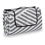 Relaxdays Couverture Pique-Nique Picnic Plaid imperméable 200x200 cm poignée Isolation Tapis, Gris-Blanc, Coloré