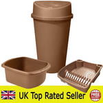 Rose Gold 3 Piece Kitchen Set  45L Bin Dish Drainer and Washing Up Bowl